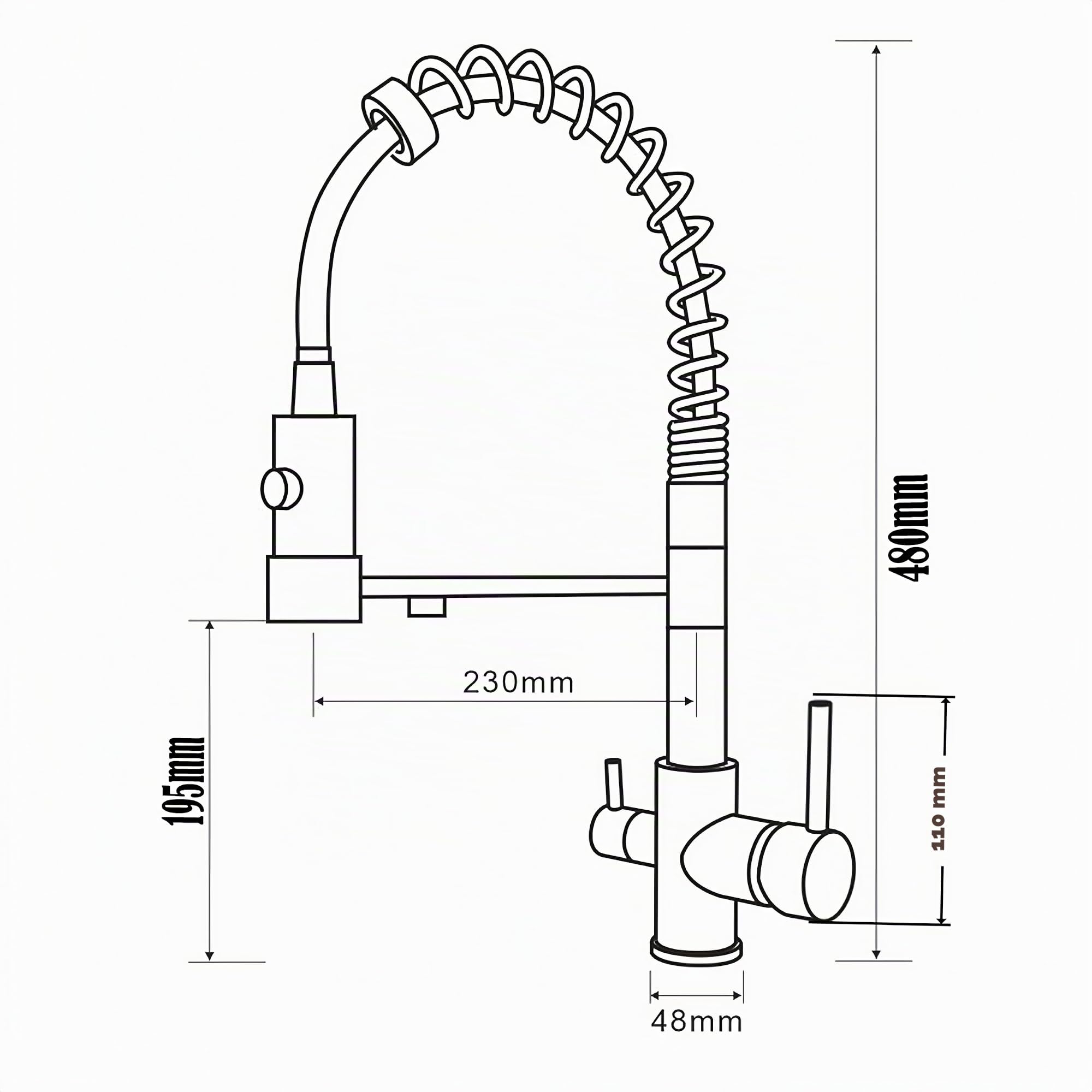 Robinet De Cuisine À 3 Voies Avec Douchette Extractible, Mitigeur De Cuisine Pour Filtre À Eau, 2 En 1 Mitigeur Évier Cuisine Pour Systèmes D'Osmose En Matériau En Laiton (Noir)