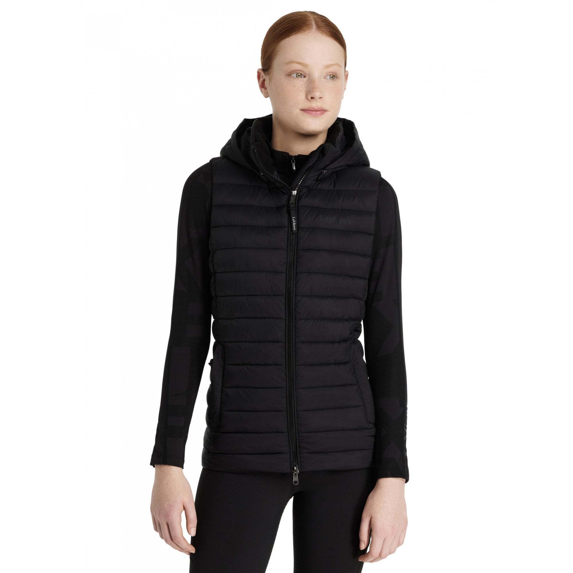 Lemieux Black Young Rider Ruby Puffer Gilet - Water Resistant - Detachable Hood - Two-Way Front Zip - 9-10Years