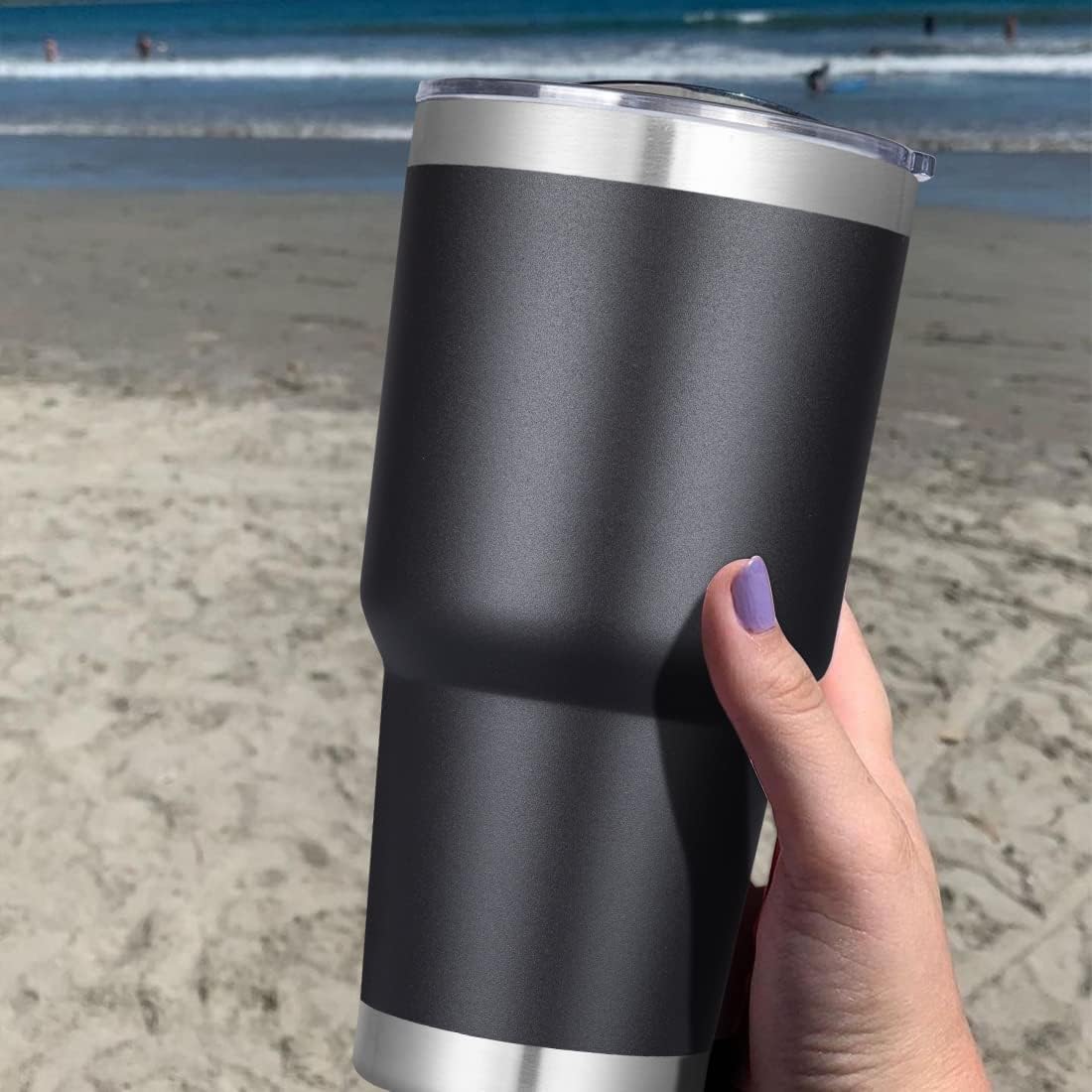 keskriva Tumbler with Lids and Straws,Stainless Steel Vacuum Insulated Coffee Powder Coated Travel Mug Leak Proof Straw Lid & Flip Metal 1 Brush 30oz Cleaning Brush, Double Wall Insulated(Black 1