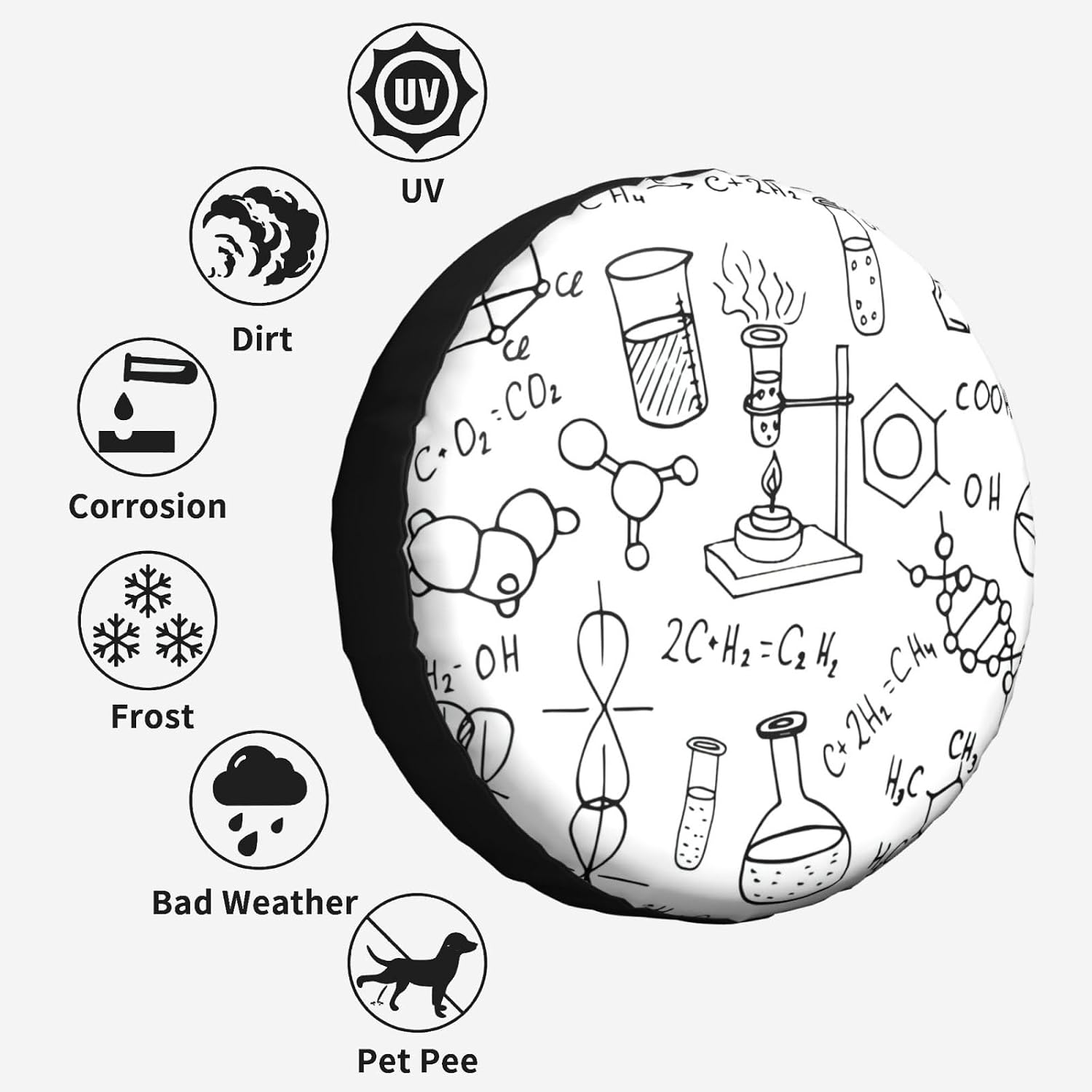 Chemistry Print Print Tire Cover Universal Spare Wheel for Trailer Rv SUV Truck Camper Travel Accessories