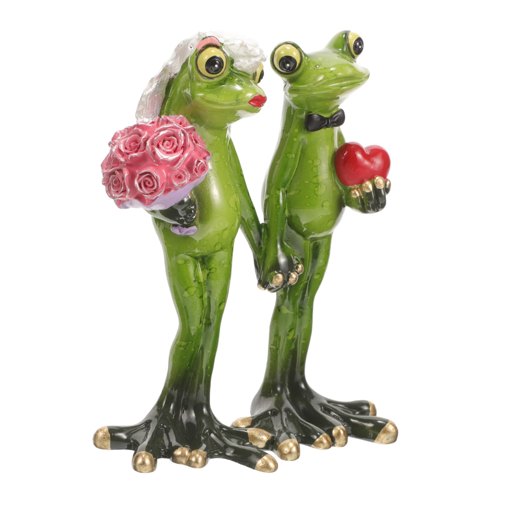Statua di Rana in Resina per Giardino Coppia Decorativa Ornamento da Esterno Compatto per Scrivania e Patio Regalo Originale per Compleanni e Festività