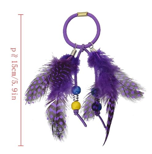 Miniatura 2 de Juego de 4 accesorios para el cabello de plumas hippie para mujer, bandas elásticas para el cabello, soportes para cola de caballo y tocado