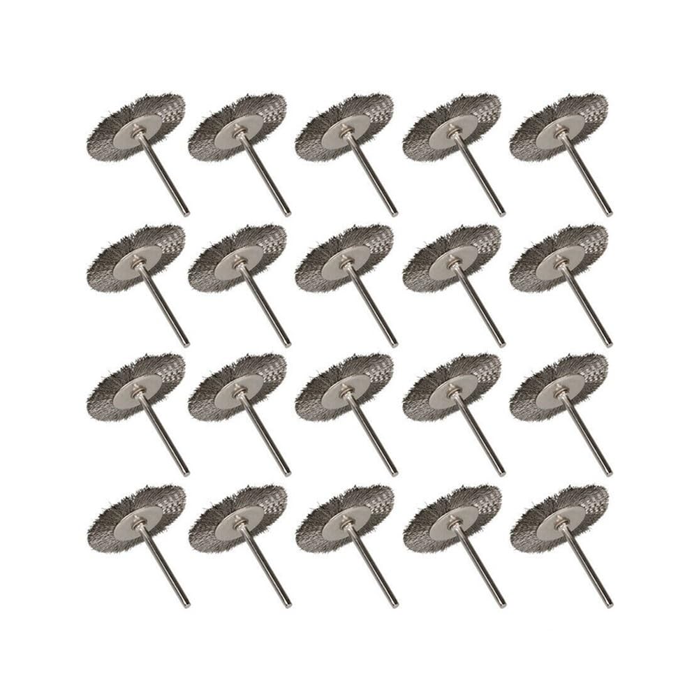 yaoqijie 50pcs Stainless Steel Wire Brush 25mm Flat Shape Rotary Tool Die Grinder Removal Wheel for Cleaning Polishing Dusting Low Cost