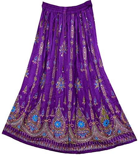 Fashion of India Vestido largo bohemio para mujer, estilo gitano, hippie, bohemio, chic, Púrpura, azul, Regular