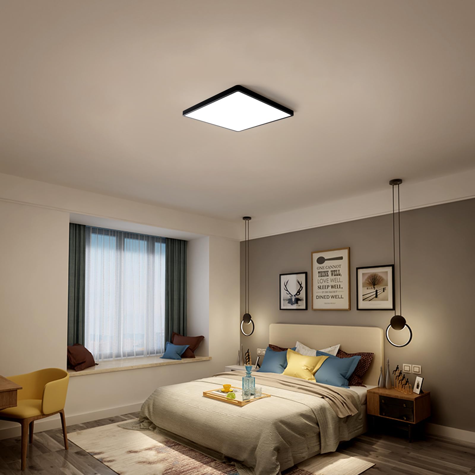 LVL Pannello LED da 24W 30cm CCT, Moderna Plafoniera Bagno Led Soffitto Quadrato per Cucina, Soggiorno, Camera da Letto, Corridoio, Ripostiglio, Ufficio (nero, 30cm-24W)