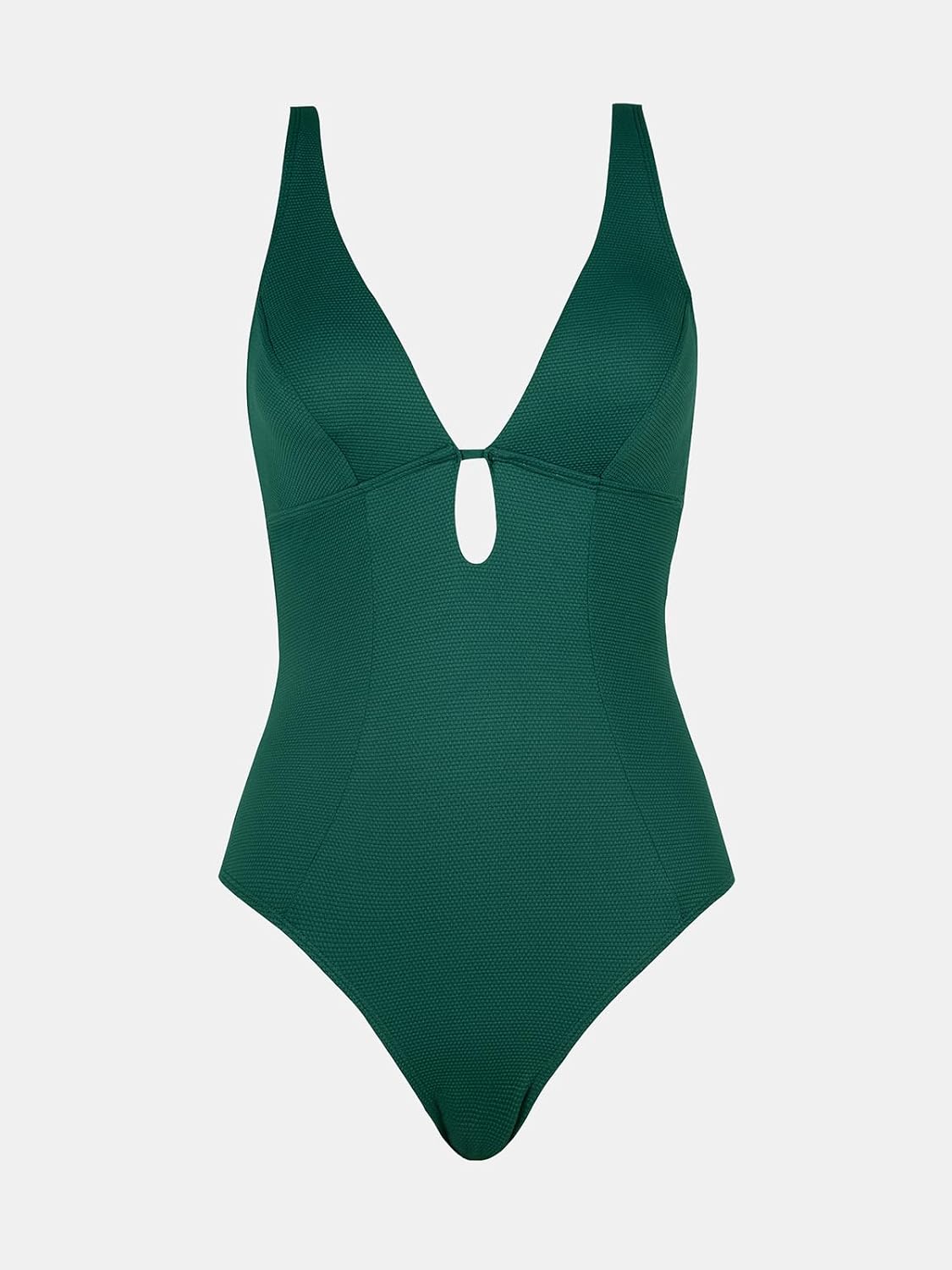 CUPSHE Women's One Piece Swimsuit Deep V Neck Keyhole Cutout O Ring Textured Bathing Suit - Image 5