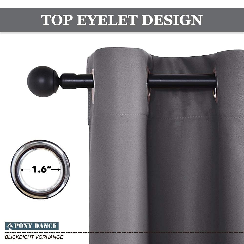 PONY DANCE Tenda Oscurante da Interno Tenda Termica Isolante per Soggiorno 1 Pezzo L 140 x A 240 cm Curtain Porta Interna con Anelli Camera da Letto Moderne, Grigio