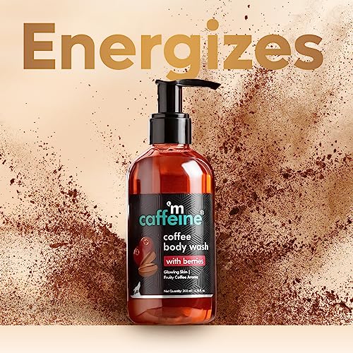 mCaffeine Coffee Body Wash & Bath Glove Combo for Exfoliation & Tan Removal | Energizing Berry Fragrance Shower Gel & Loofah Glove Combo For All... - Image 3