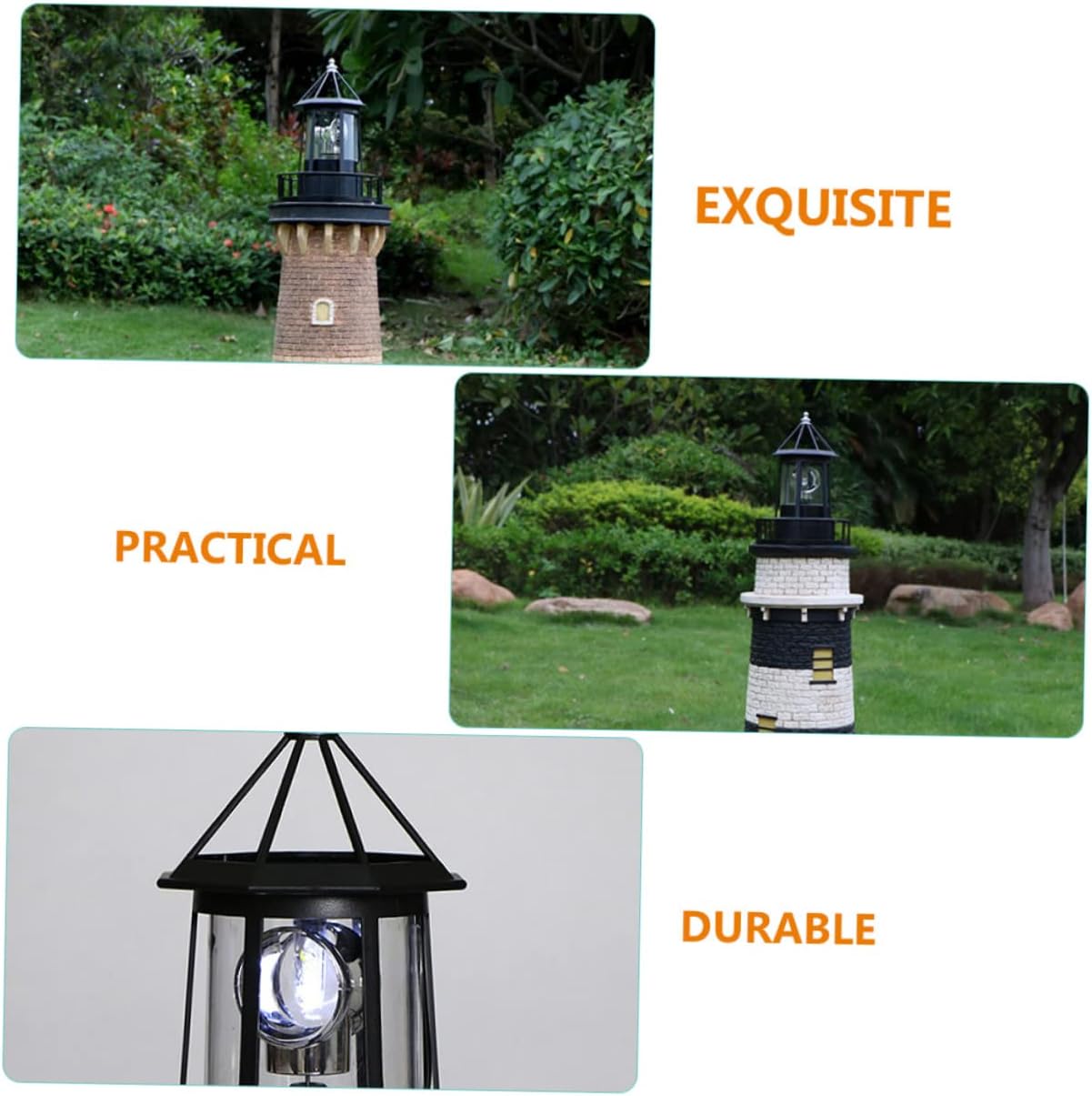 360Degree LED Solar Powered Lighthouse Decor Rotating Solar Lantern for Outdoor Garden Patio Lighting Unique Aesthetic Design Energy Efficient Charming