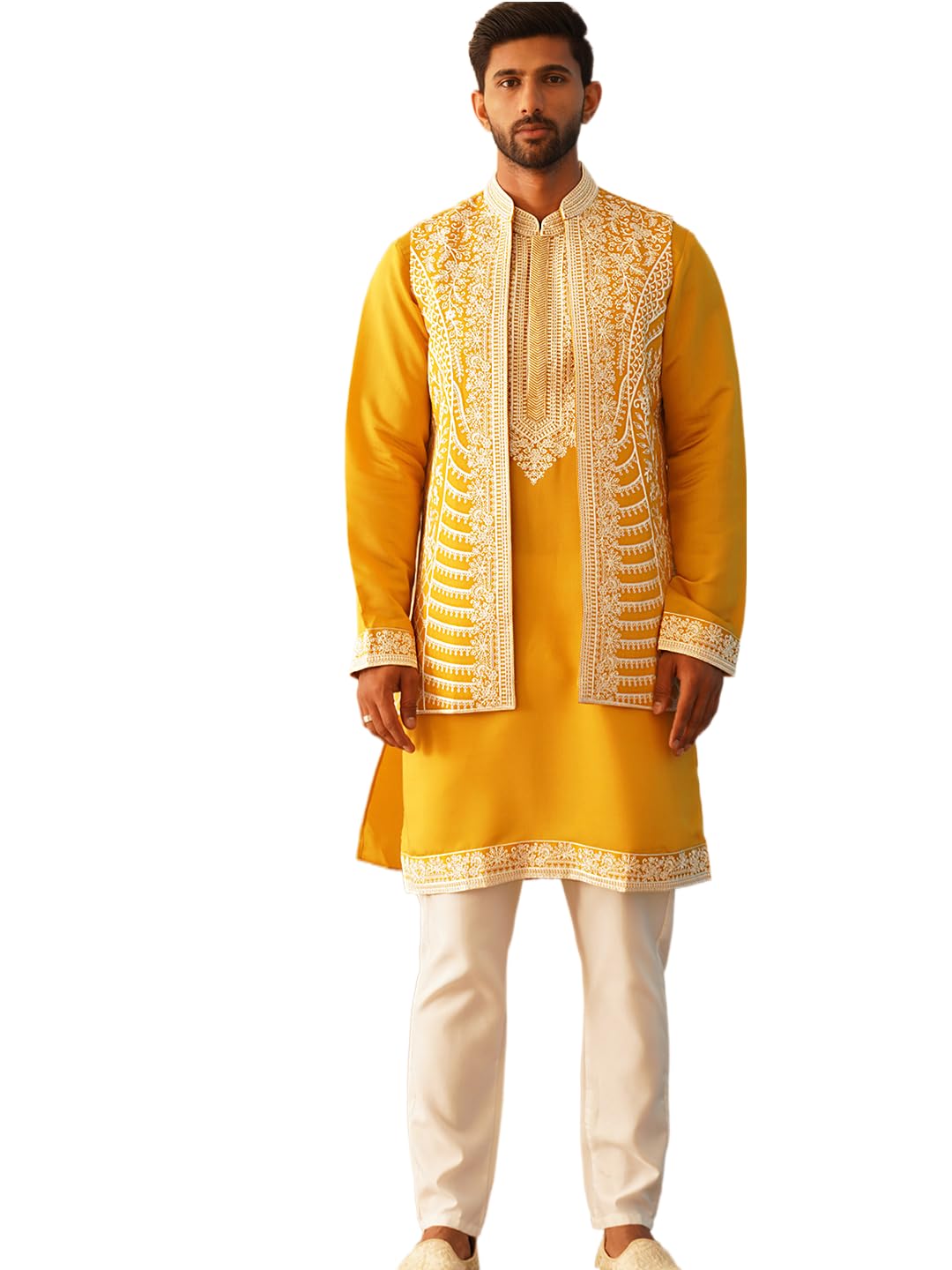 jompers Men's Embroidered Waistcoat and Kurta Pyjama.-picture-23