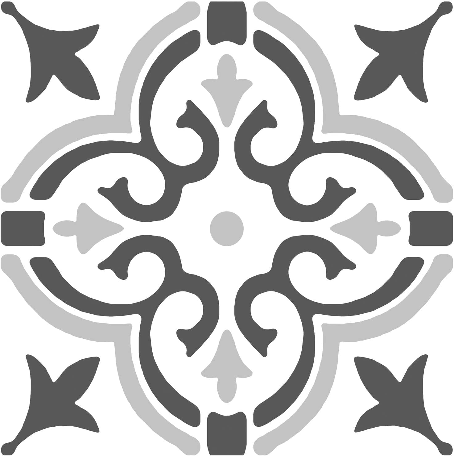 d-c-fix Self Adhesive Floor Tiles – Stencil Motif gray patterned (Pack of 11, 30x30 cm) – High-Quality PVC Vinyl Floor Tiles – Easy to Clean & Customisable