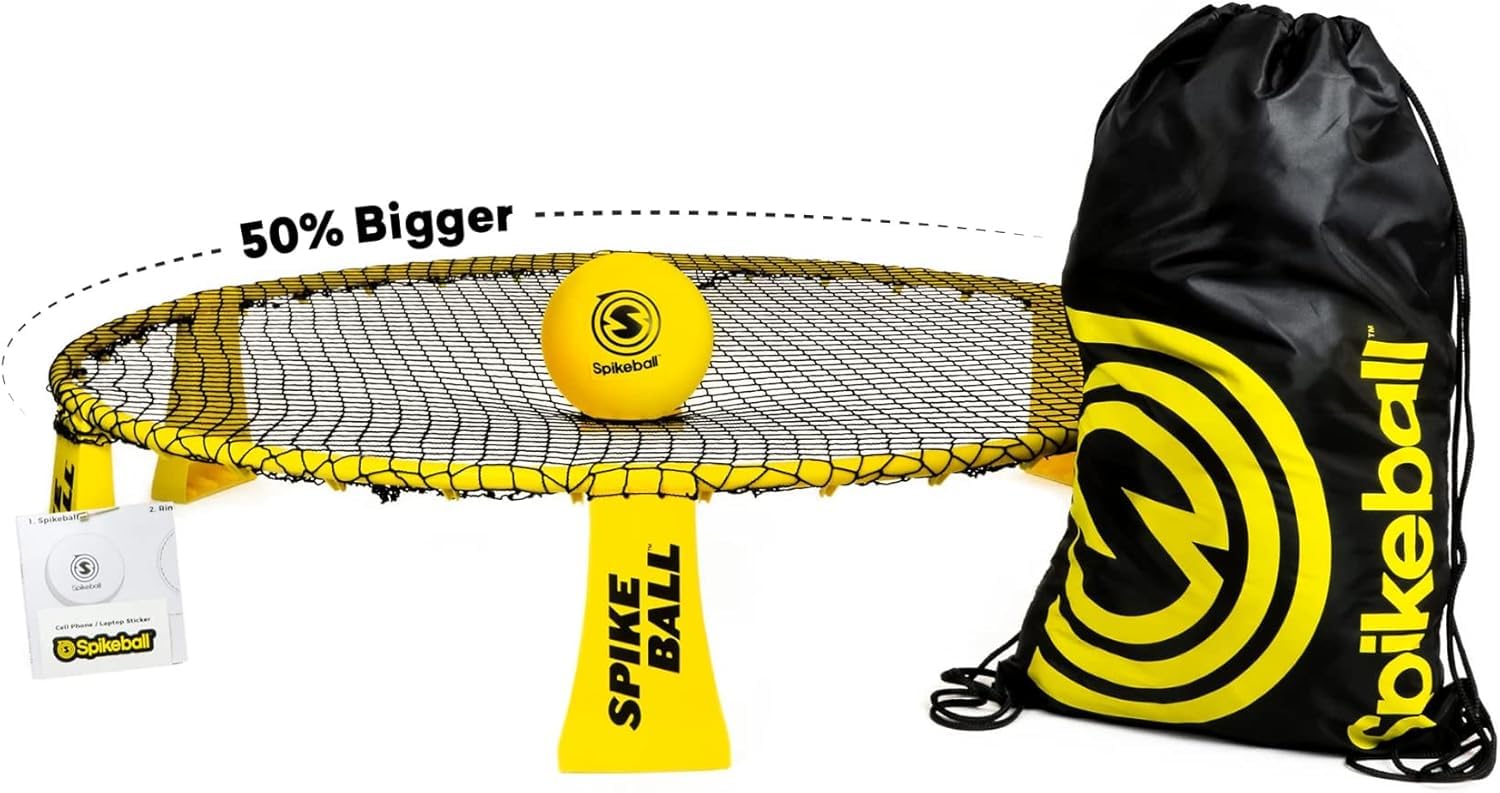 Spikeball Rookie Set (New), Includes 3 Balls, Net and Carrying Bag - 50% Larger Net and Ball, Original Roundnet Game Set for Adults, Kids, and Family - Beach, Yard, Lawn, Backyard,