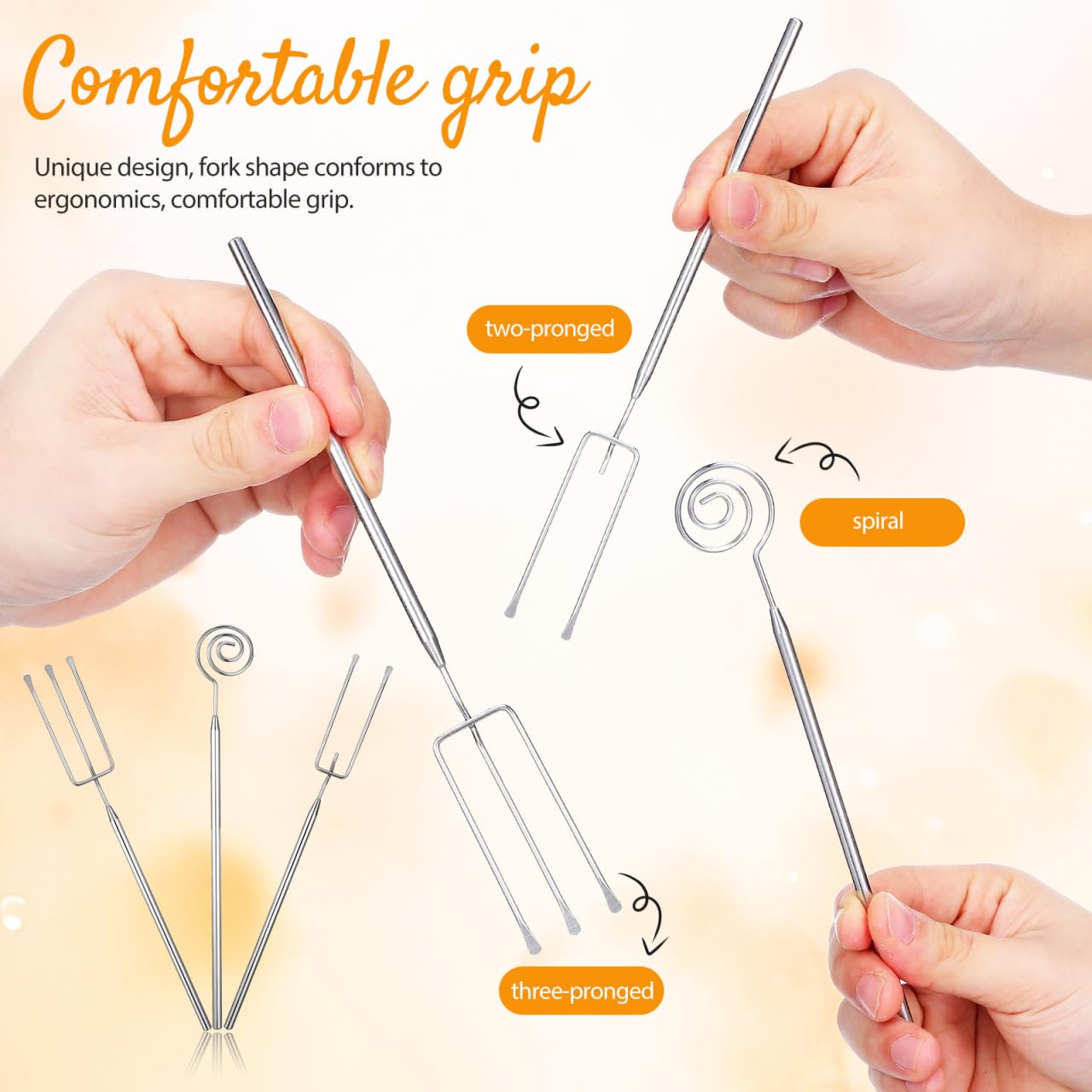 3Pcs Chocolate Dipping Tools, Stainless Steel Truffle Candy Dipping Tools Set, Baking Supplies Stainless Steel Fondue Fork, Cooking Supplie for Home Bakers Dishwasher Safe — Amazon image 3