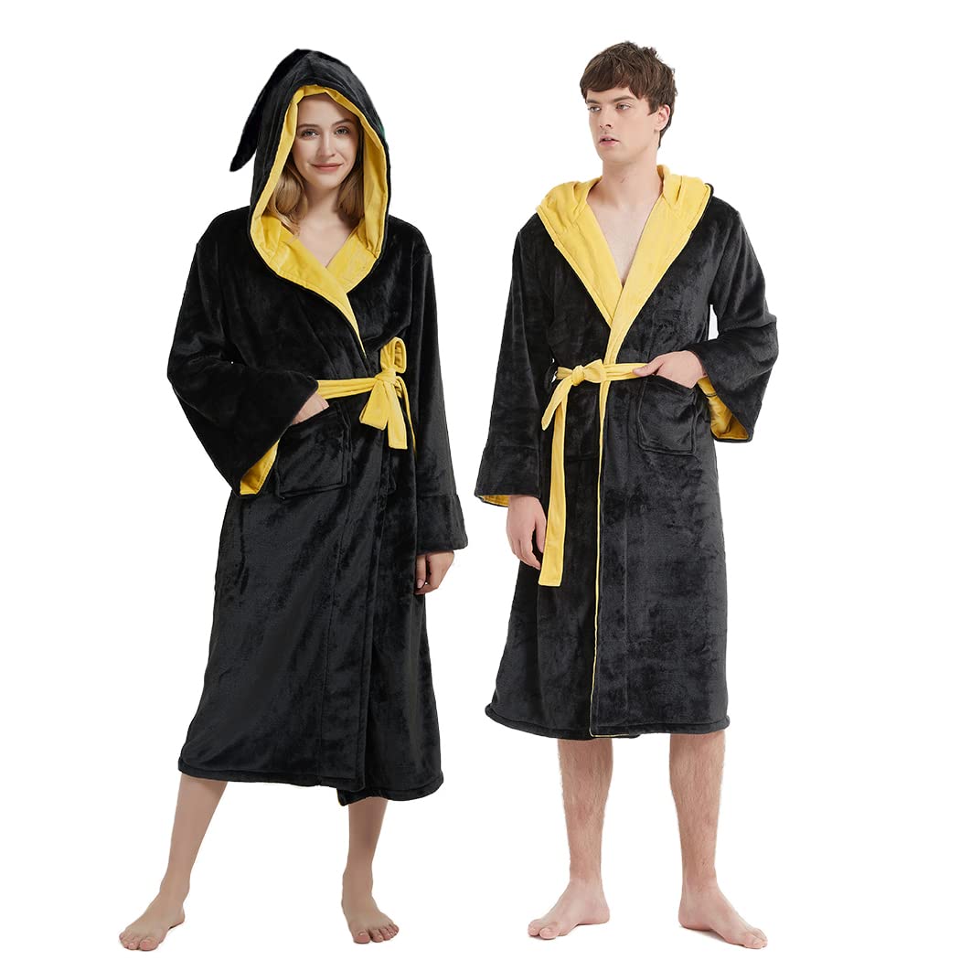 Unpifolov Men Women Flannel Bathrobe Four College Styles Magic Robe Couple Nightgown Witch Cosplay Magical Hooded Cloak