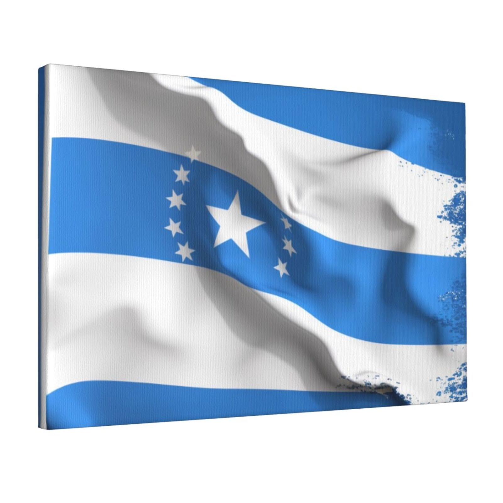 YKLJG Blue Honduras Flag Printed Wall Art Canvas Prints 45x30 CM Wooden Framed Picture Painting Artwork for Bedroom Kitchen Home Office Decor