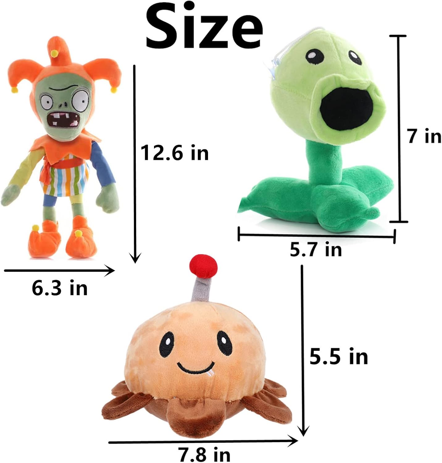JHESAO 15 PCS Plants & Zombies PVZ Plush Zombies & Plants Set - Soft Stuffed Dolls & Plushies - New