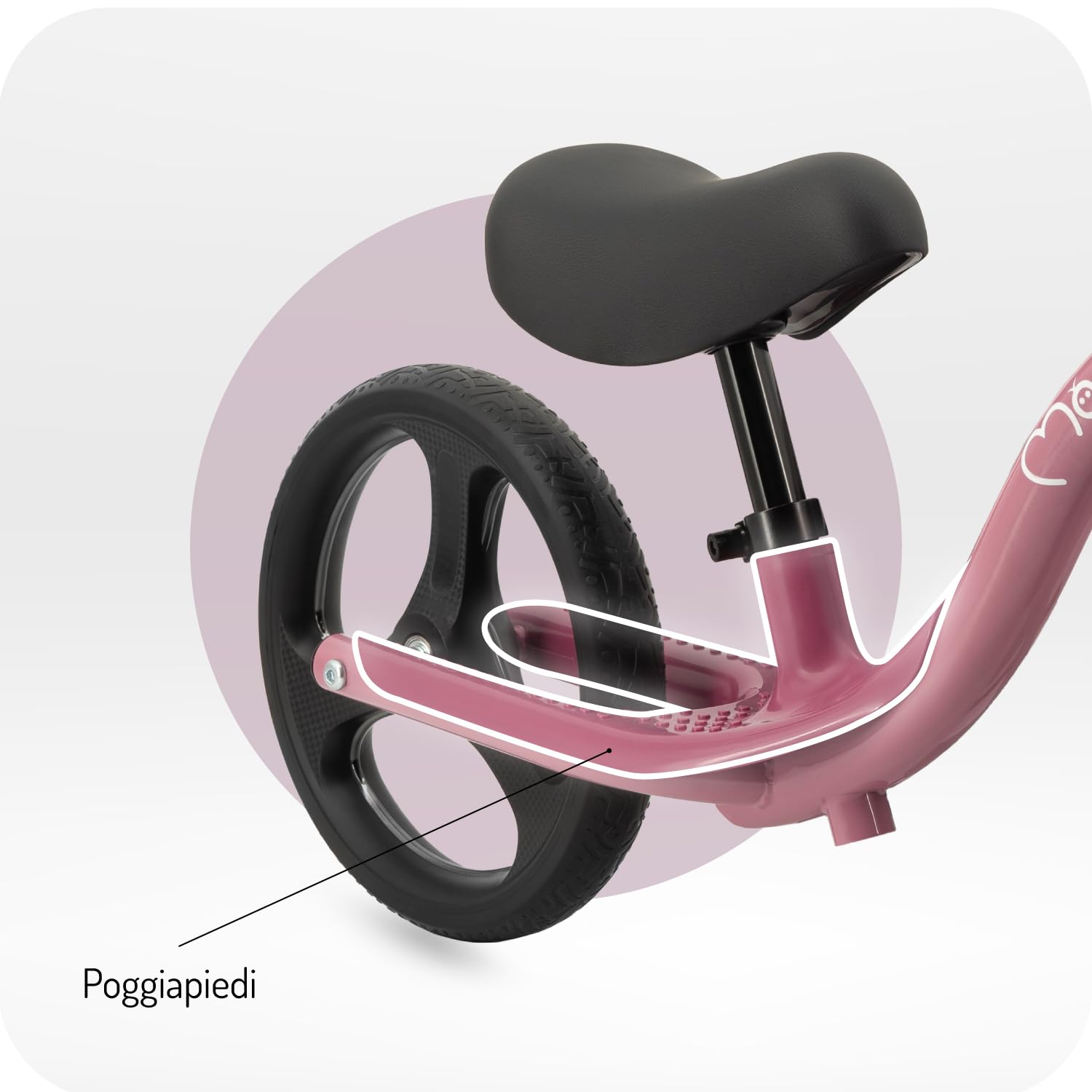 Momi Bicicletta senza pedali ISOKA per bambini 2+ anni (max 35 kg), telaio in metallo leggero 3,5 kg, regolazione altezza manubrio e sella senza attrezzi, ruote in gomma TPR con LED