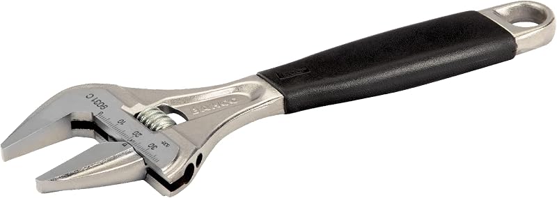BAH9031RCUS 8" SAE Big Mouth Adjustable Wrench with Handle, Wide Jaw, Slim Head, and True Ergo Grip for Tight Spaces, Ideal for Maintenance, Plumbing, and Electrical Repair Tasks | Plumbing, Electrical And Maintenance Tool, Quality Steel Construction, Tight Space Access, Durable Build, Comfortable Control