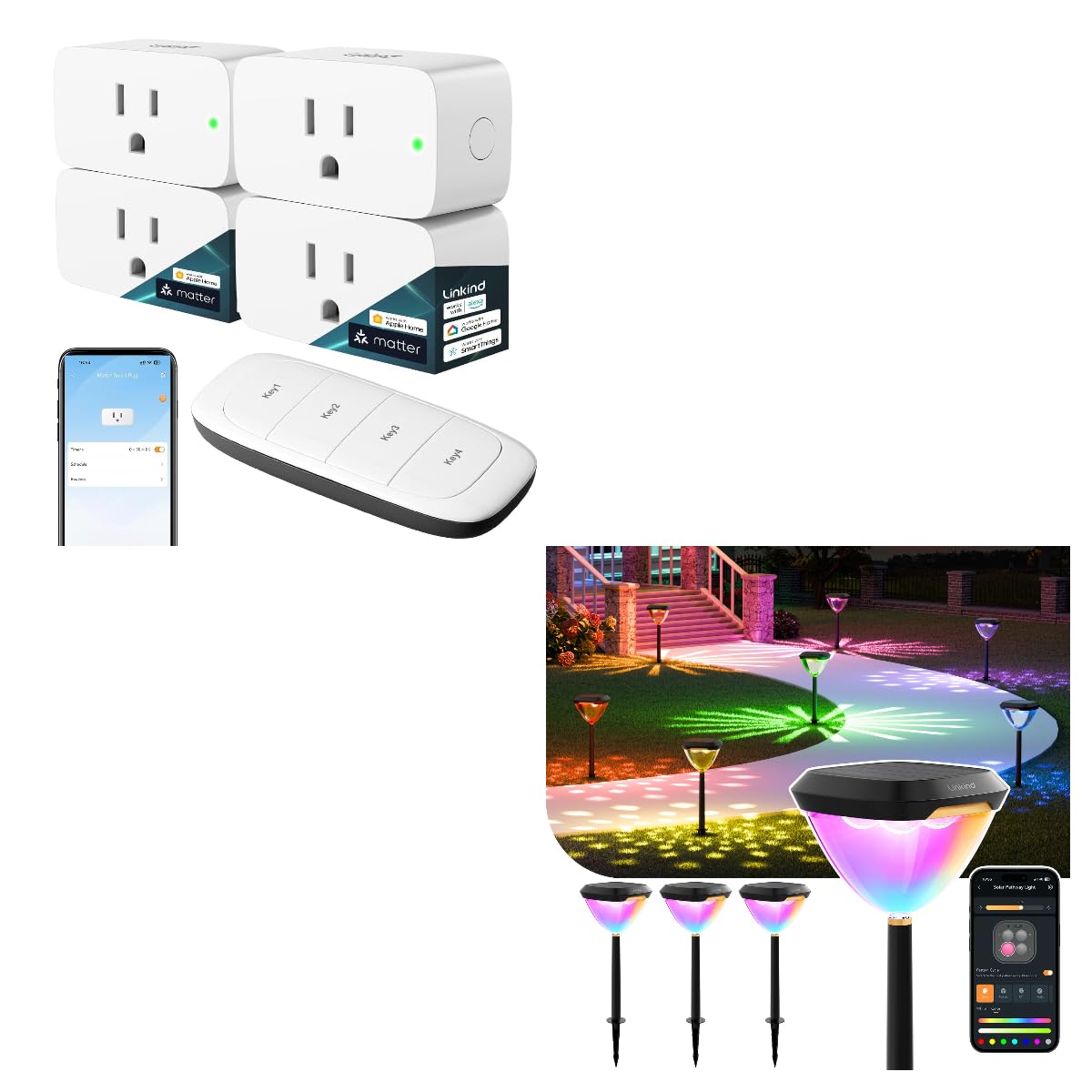 Linkind Smart Plug with Linkind Smart Solar Pathway Lights SP6