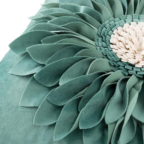 Miniatura 4 de Funda de almohada decorativa de girasol 3D, fundas de almohada hechas a mano para sofá, casa de campo, sala de estar, 18 x 18 pulgadas, color verde