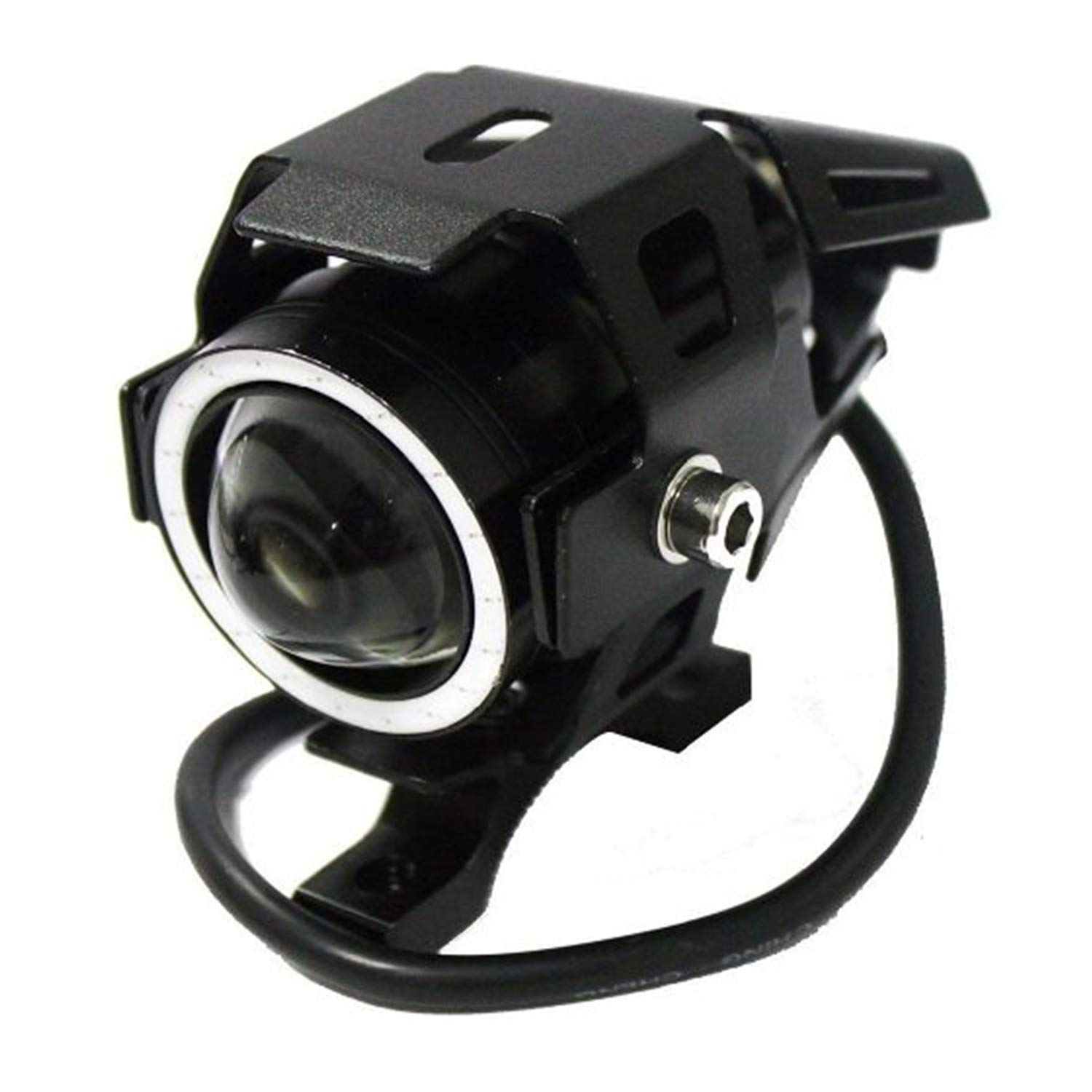 Casago CSU7M1P U7 CREE LED Fog Light with Hi/Lo Flashing Flood Beam and Blue Angel Eyes Ring for Cars and Motorcycles (15W)