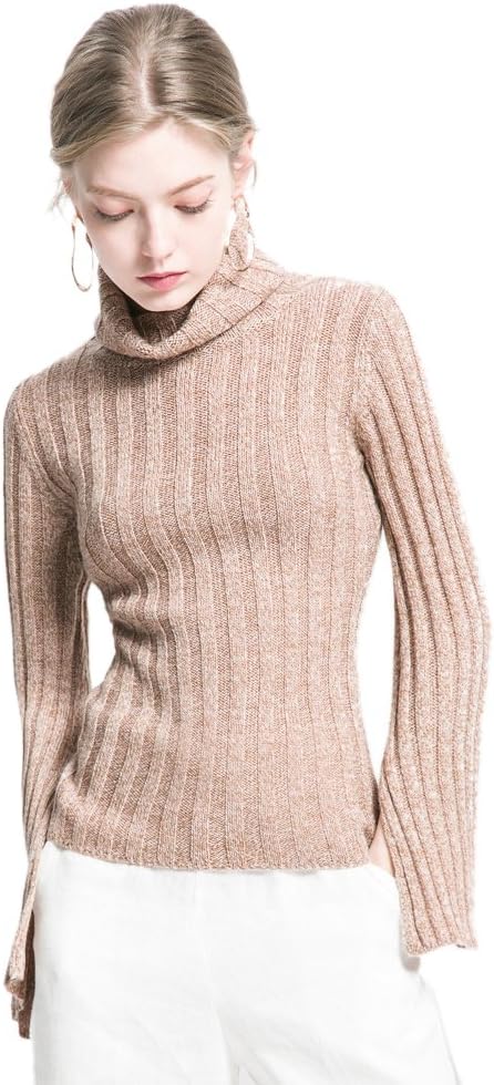 Women's Turtleneck Knit Slit Long Sleeve Sweater