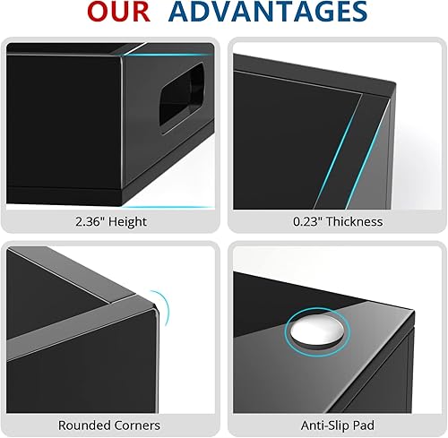 Miniatura 4 de KOTEMON Bandeja de acrílico para servir con asas, bandeja decorativa de 12 x 12 x 2.36 pulgadas, bandeja organizadora para mesa de café otomana,