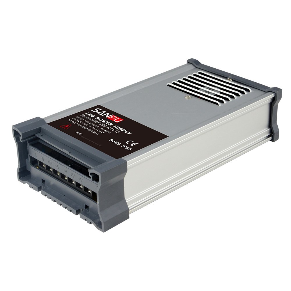 350W 12V Regulated Power Supply Unit 30A LED Driver 220V AC to DC 12volt Lighting Transformer Rainproof for Outdoor LEDs (SANPU FXX350-H1V12)