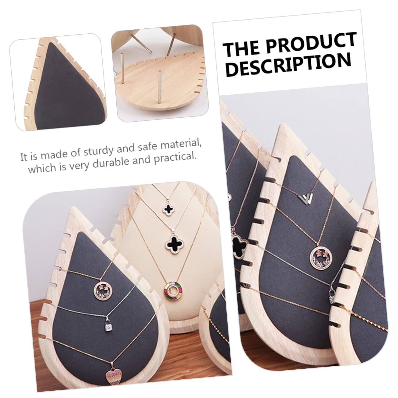 Healeved Necklace Organizer Stand Jewelry Rack Holder Wooden Display Rack Decorative Stand