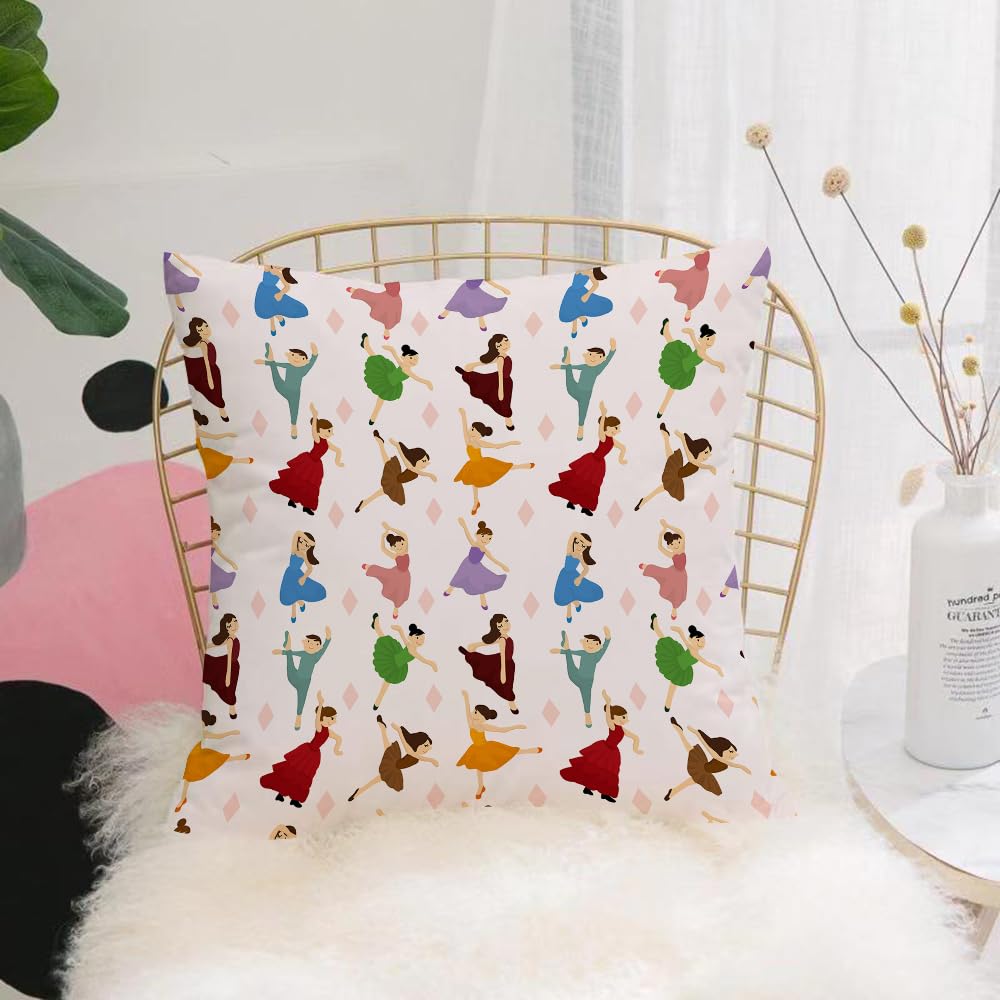 Hyosxw Seamless Ballet Dancer Pattern - A9 Cushion Cover,Throw Pillow Case Home Decorative For Living Room Bedroom Sofa Chair 18X18 Inch,Seamless Ballet Dancer Pattern,Pillowcase 45X45cm