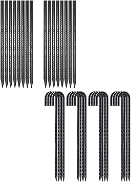 VVOKGO RebarStakes 24 Inch Ground Straight Rebar Stakes 16pcs and J Hook 16pcs