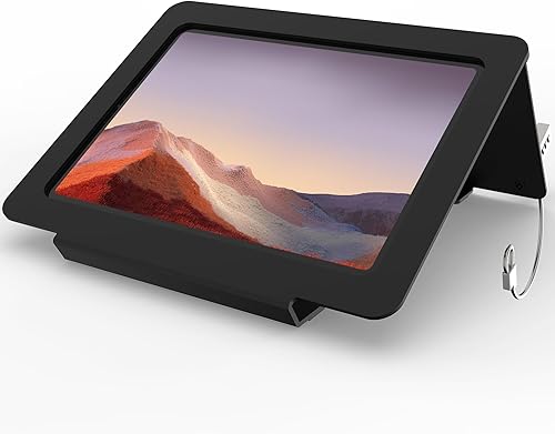 Miniatura 1 de Soporte de escritorio para tableta, todo de metal ergonómico de 30 con bloqueo de cable de seguridad para oficina, mostrador de puntos de venta,