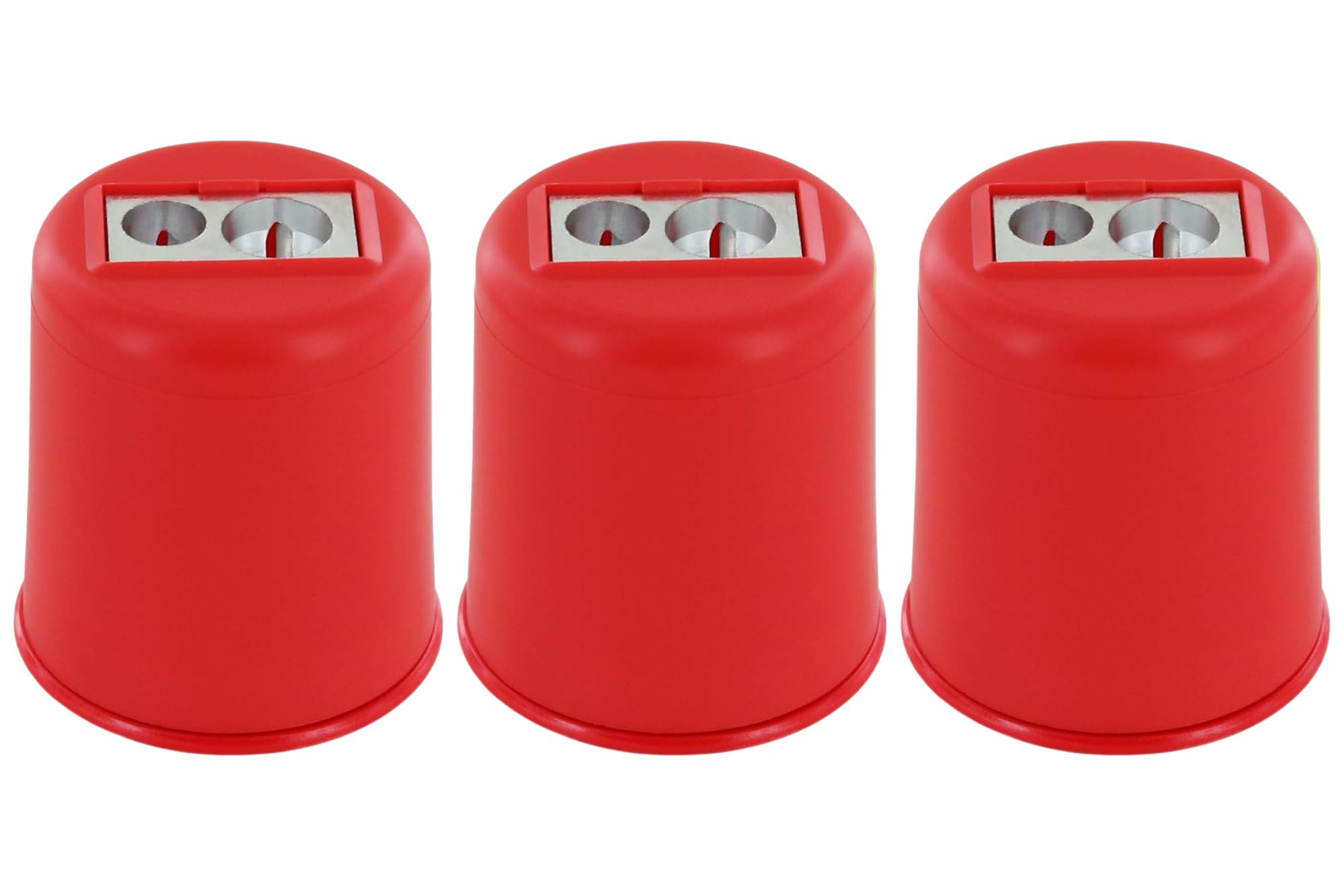 KUM AZ303.14.16-R - Pencil Sharpener with Holder Pod M2, 3 Pencil sharpeners red, Double Sharpener with Holder