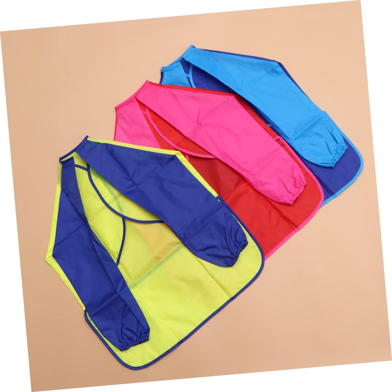 3Pcs Art Smocks Long Sleeved Painting Apron for Boys and Red Yellow Closure for Convenient Use for Drawing and Painting Activities
