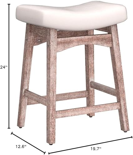 Miniatura 2 de Sophia & William Juego de 2 taburetes de mostrador, taburetes para mostrador de 36 pulgadas, taburetes de tela de lino vintage, blanco cremoso, 24