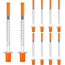 10Pcs Plastic Syringes, 1ml Syringe with Cap