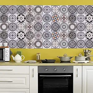 ABOUT SPACE Moroccan Wall Tile Sticker - (16 Stickers - 6 x 6 Inch Each) - Peel & Stick Water Proof Self-Adhesive PVC Vinyl Sticker - Mandala Design Decoration for Home,Office (Coverage - 4 sq.ft)