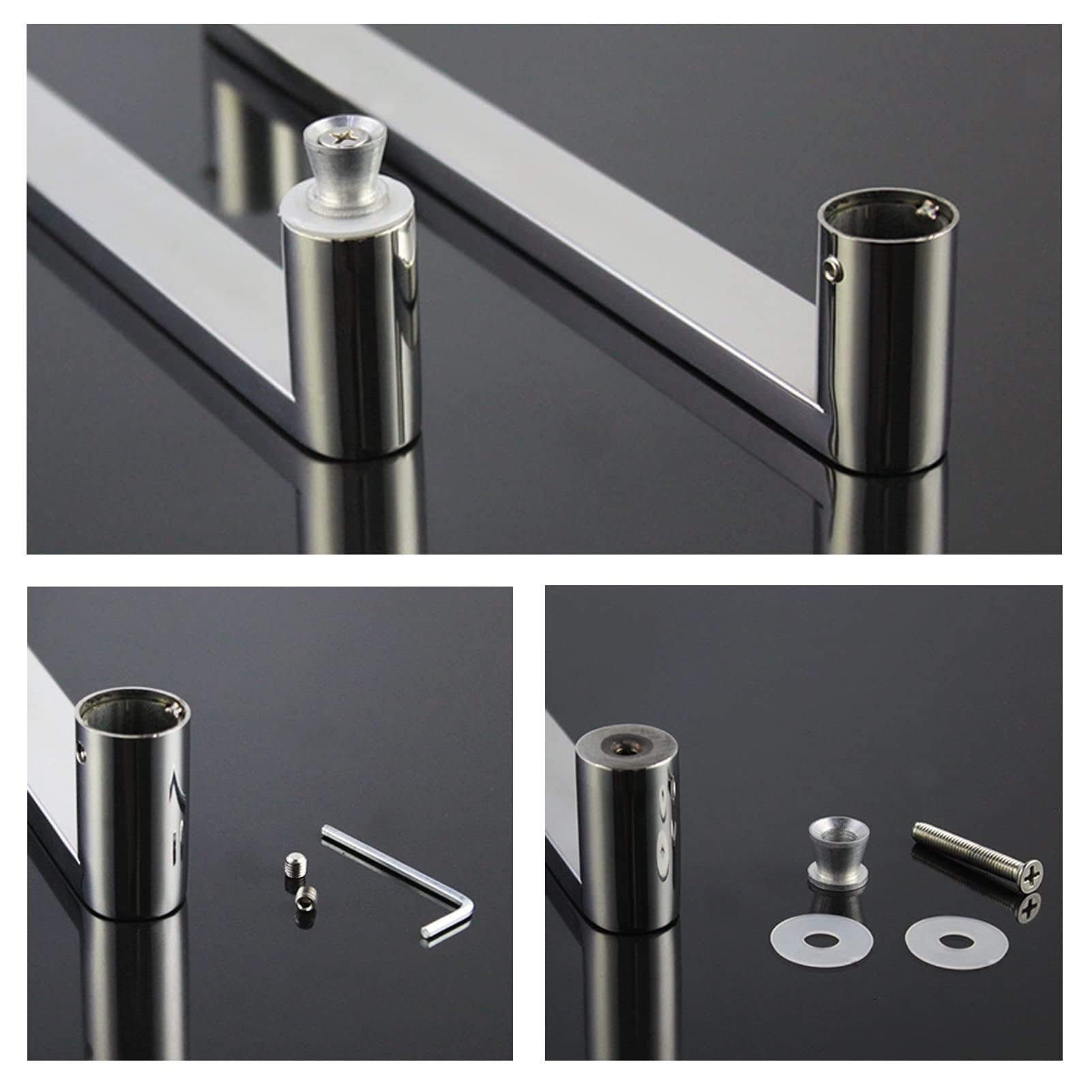 Coppia di maniglie per porta della doccia in acciaio inox resistente, cromate, maniglia per porta della doccia, maniglia di ricambio per box doccia, passo 200 mm