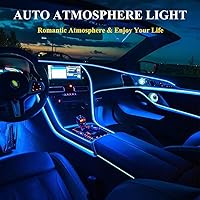 Vista 4 de Luces de cable EL para el interior del coche, luz de panel azul neón de 16 pies/5 m, tira de luz LED para coche, USB 5V, decoración