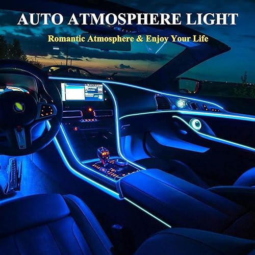Miniatura 4 de El Wire Lights para coche Inteior Dash Light Blue Neon Lights 16FT5M Car Led Tira de luz USB 5V Decoración