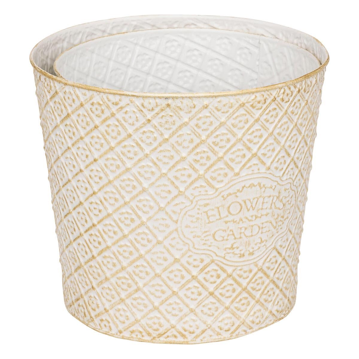 Atmosphera Créateur d'intérieur - Lot de 2 Cache-Pots en Métal Tino 22cm Blanc