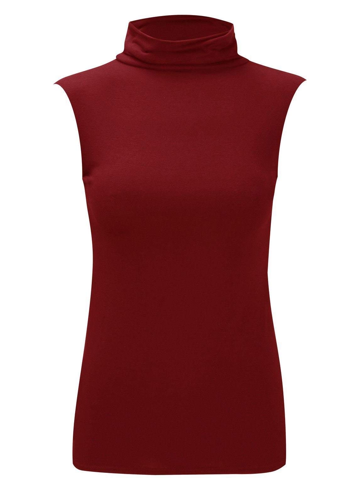 WearAll Womens Plus Size Plain Turtle Neck Sleeveless Ladies Top Wine 8-10
