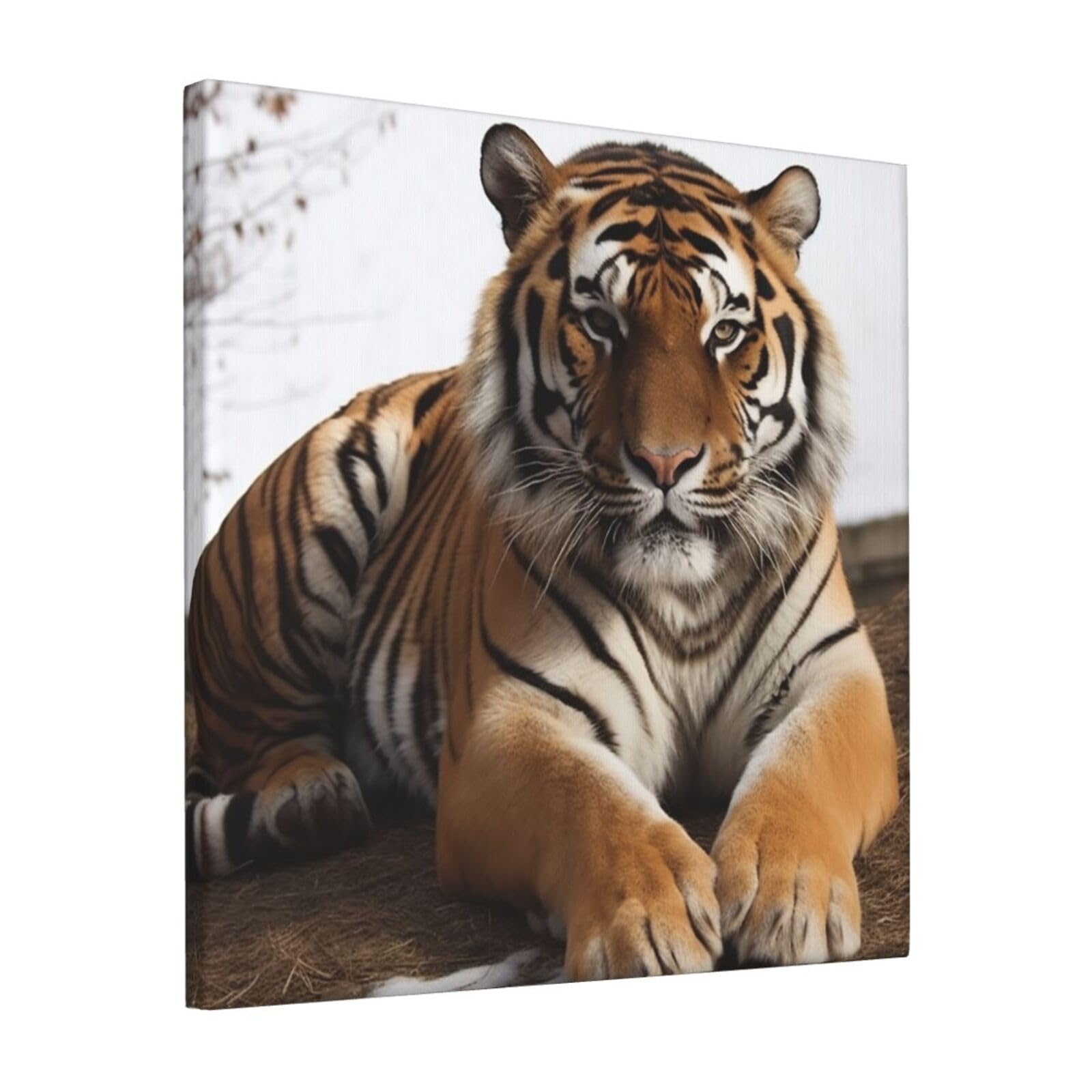 FodPand Big Tiger Canvas Wall Art for Living Room Wall Decor 12"x12" Modern Artwork Painting Pictures Hanging Canvas Prints Aesthetic Wall Art for Bedroom Bathroom Office Wallart Decor
