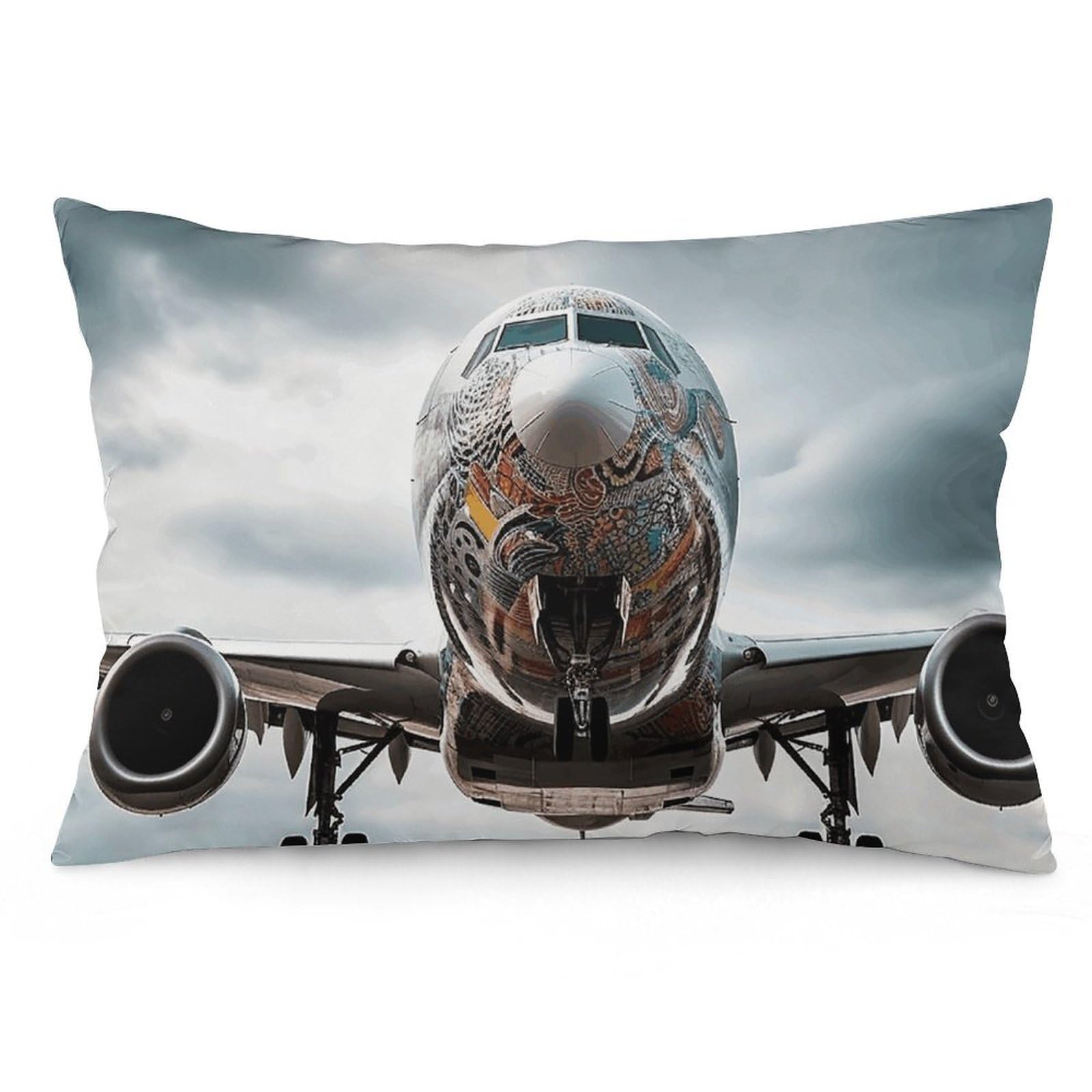 2 Pack Pillow Cases for Hair and Skin, Soft Breathable Pillow Case Covers with Hidden Zipper, Airplane Art Pillowcase 12 "x20 Pillow Covers for Sleeping Gift