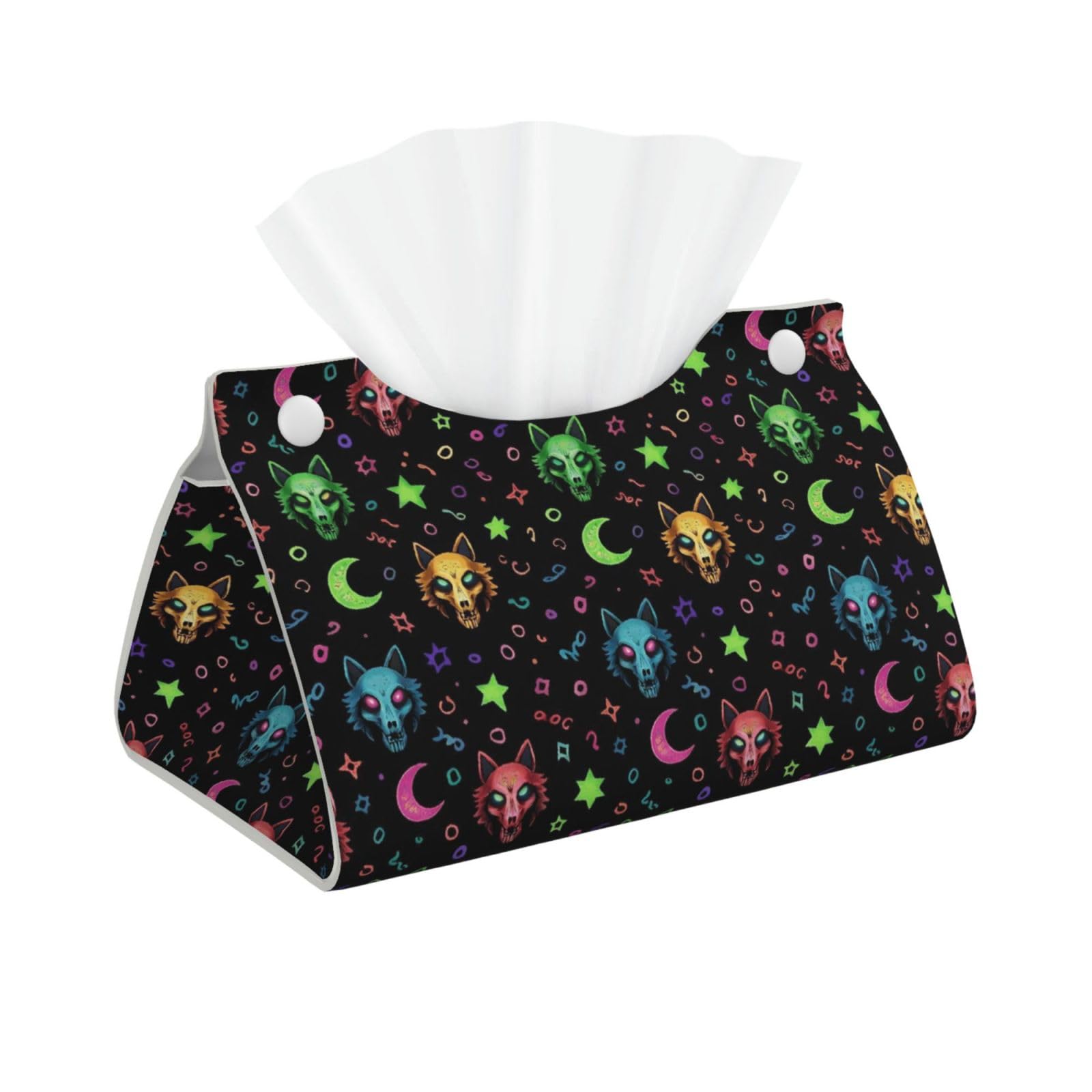 Halloween Trippy Goth Black Cat Skull Long Tissue Box Cover Holder Home Decor Aesthetic 7.87'' x 5.12'' x 0.98''