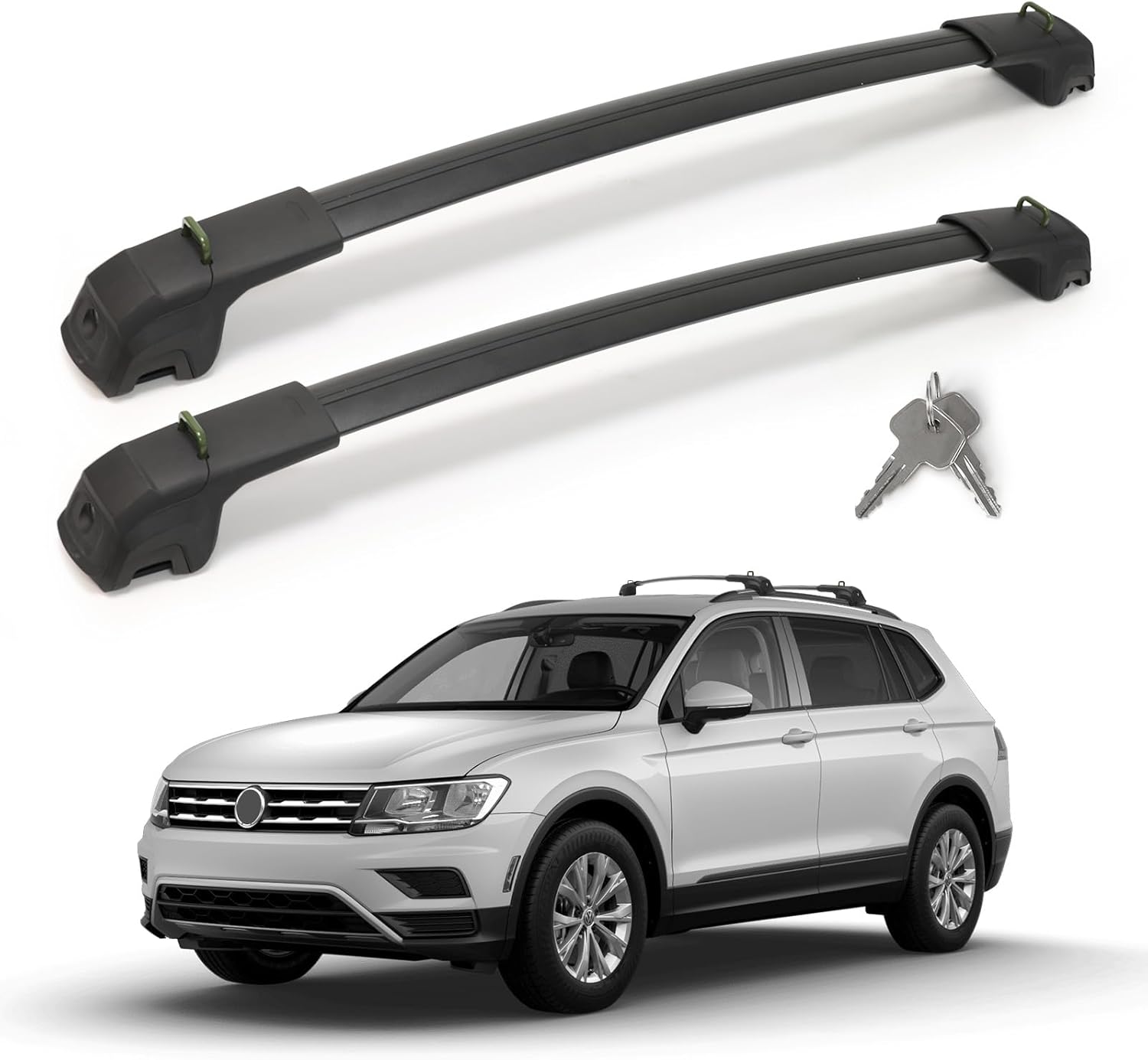 Roof Rack Cross Bars Compatible with Volkswagen VW Tiguan 2018-2026 (Not for Limited) & Taos 2022-2026, 300 LBS Anti-Theft Lockable Roof Rack CrossBar with Folding Hooks,Aluminum Cargo Racks for Kayak