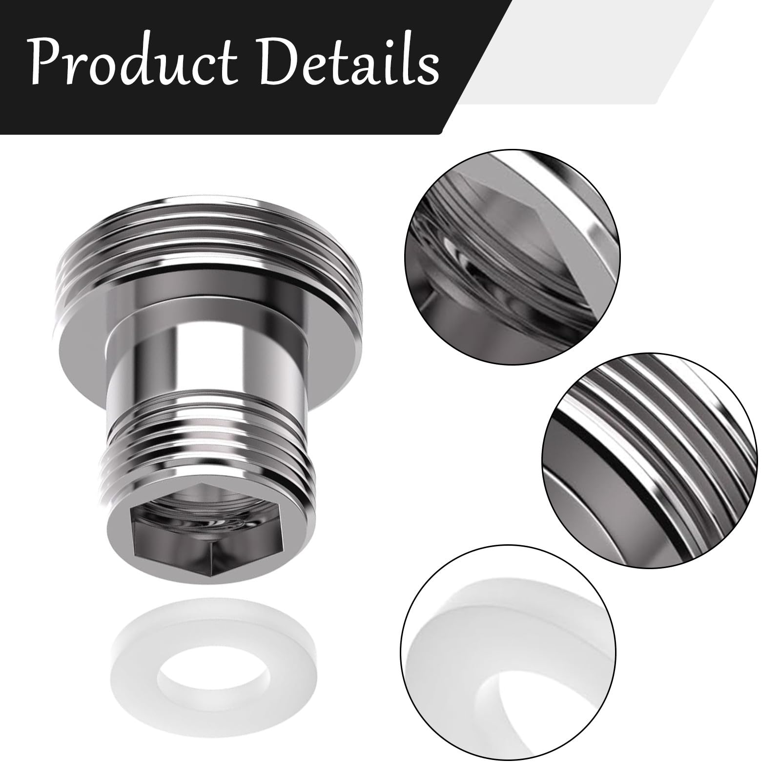 2 adattatori per rubinetto, adattatore per collegamento dell'acqua, adattatore per rubinetto M22 su M16, filettatura metrica M22 su M16, materiale in alluminio, adatto per rubinetti (argento)