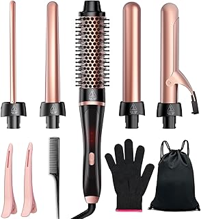 5 in 1 Curling Iron, Hair Curling Wand Set with Thermal Brush and 4 Inte...