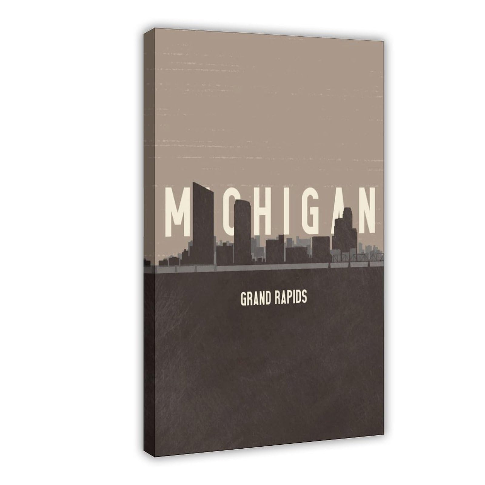 Grand Rapids Michigan Skyline vintage minimalista poster su tela poster da parete decorazione artistica da parete dipinti per soggiorno camera da letto decorazione telaio: 61 cm L x 91,4 cm W
