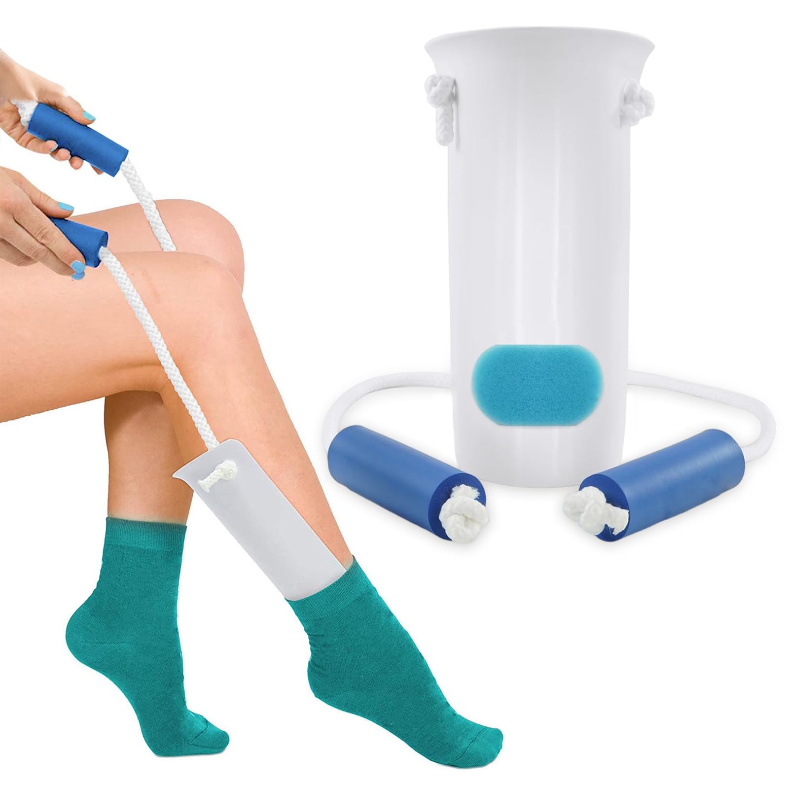 Ayuda de vestirse para calcetines, ayuda para calzar calcetines, ayuda en forma de U para ancianos y discapacitados, mujeres embarazadas para medias y medias de compresión